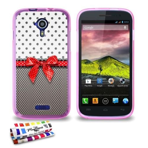Coque Case Wiko Cink Five Pin Up Rose Contour Rose Silicone Rigide (Tpu)
