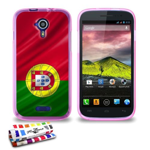 Coque Case Wiko Cink Five Drapeau Portugal Contour Rose Silicone Rigide (Tpu)