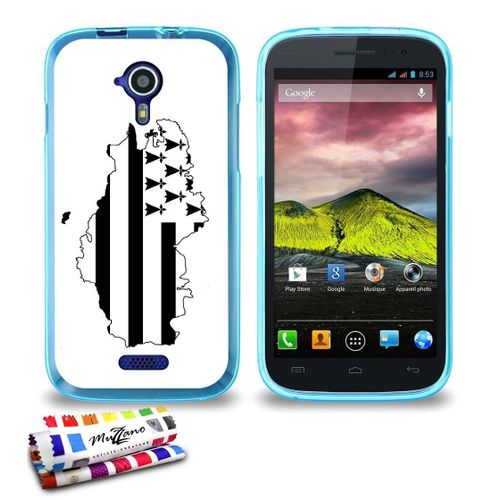 Coque Case Wiko Cink Five Drapeau Bretagne Contour Bleu Silicone Souple (Tpu)