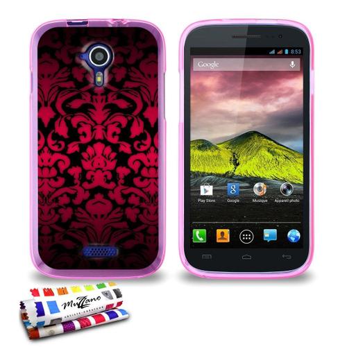 Coque Case Wiko Cink Five Baroque Rose Contour Rose Silicone Souple (Tpu)