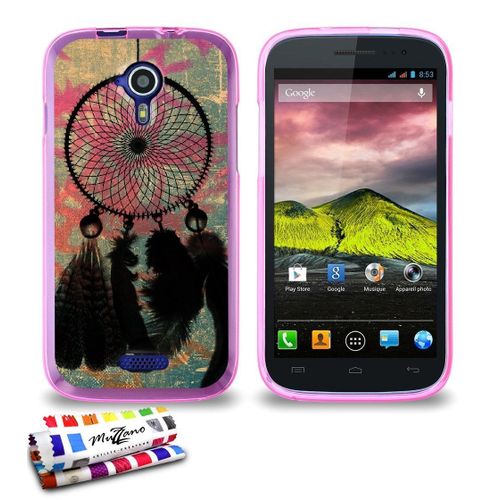 Coque Case Wiko Cink Five Attrape Reves Contour Rose Silicone Souple (Tpu)