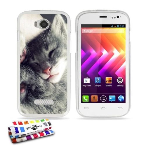 Coque Case Wiko Iggy Chaton Gris Contour Transparent Silicone Souple (Tpu)