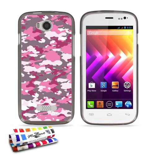 Coque Case Wiko Iggy Camouflage Rose Contour Gris Silicone Souple (Tpu)