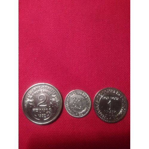 Lot 2 Francs 1922 / 1 Franc 1924 / 50 Centimes 1923