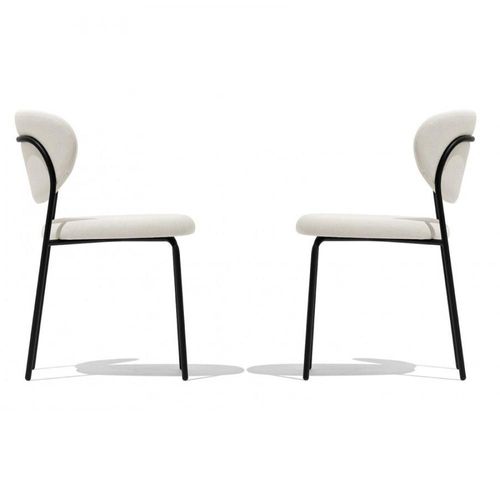 Lot De 2 Chaises Cozy Structure Métal Assise Rembourré Gris Sable