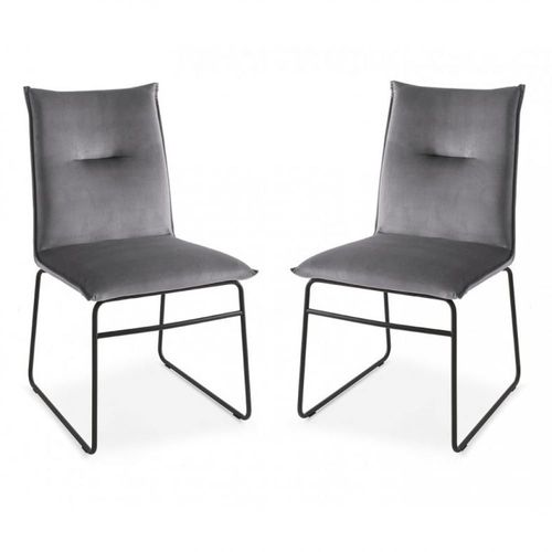 Lot De 2 Chaises Maya Structure Métal Assise Gris Cendre