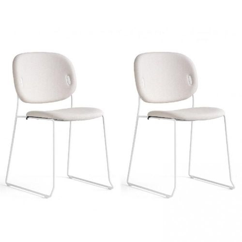 Lot De 2 Chaises Yo! Pieds Luge Métal Assise Tissu Beige