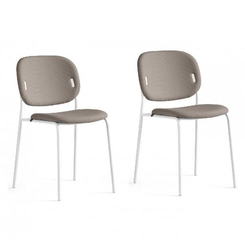 Lot De 2 Chaises Yo! Pieds Métal Assise Tissu Grège