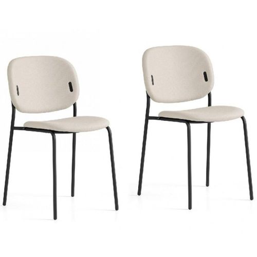 Lot De 2 Chaises Yo! Pieds Métal Assise Tissu Beige