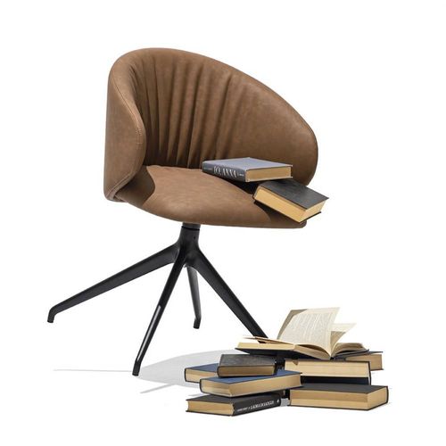 Chaise Pivotant 180 Tuka Soft Structure Aluminium Assise Aspect Cuir Tabac