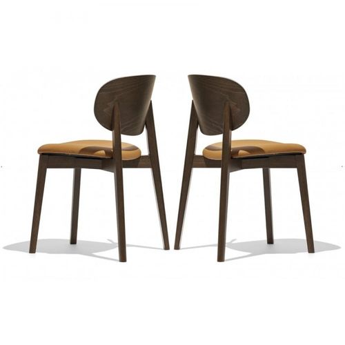 Lot De 2 Chaises Eide Structure Bois Assise Similicuir Cognac