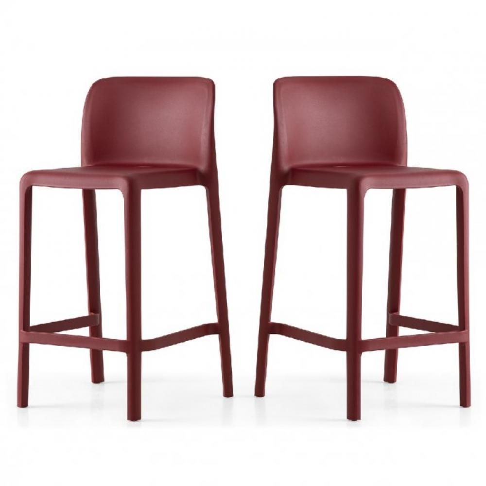 Lot De 2 Tabourets Bayo Plastique Rouge Oxyde