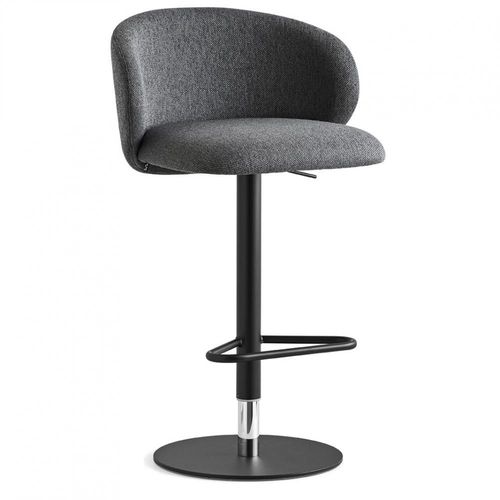 Tabouret Pivotant 360 Tuka Structure Métal Assise Tapissé Noir