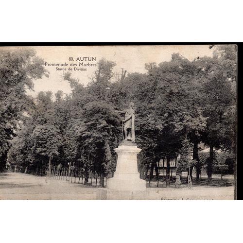 Carte Postale D' Autun (Saône Et Loire) Promenade Des Marbres, Statue De Divitiac (Réf.80)