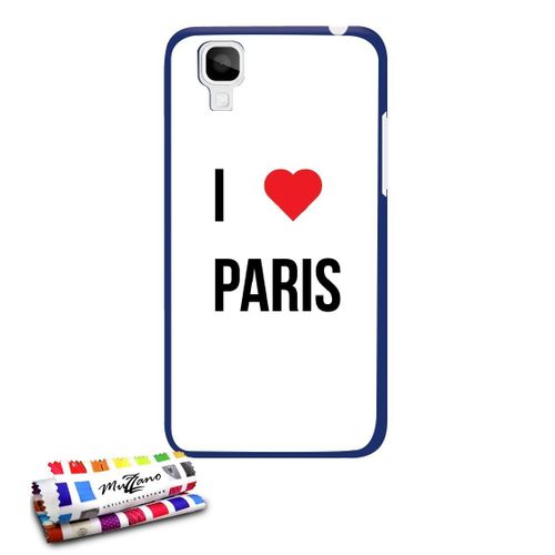 Coque Case Wiko Sunset I Love Paris Contour Bleu Silicone Rigide (Tpu)