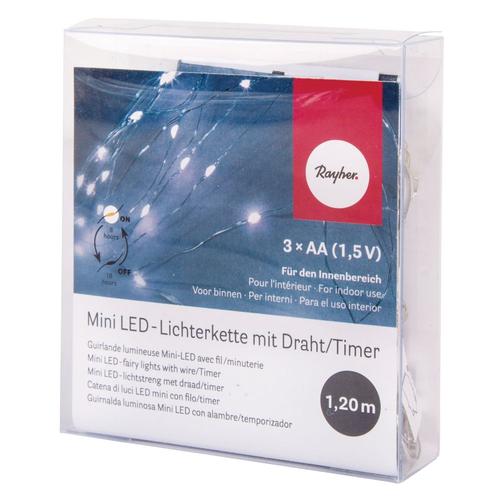 Mini-Chaîne Lumineuse 10 Lumignons Led 120cm Blanc + Minuterie