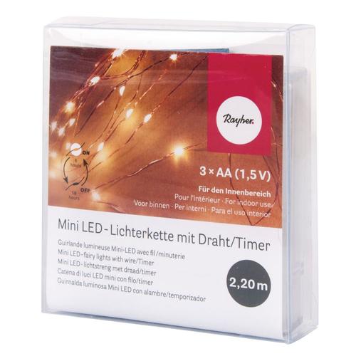 Mini-Chaîne Lumineuse 20 Lumignons Led 220cm Jaune + Minuterie - Rayher