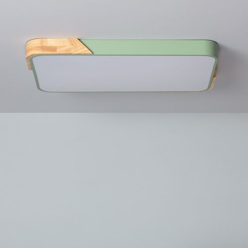 Plafonnier Led 30w Rectangulaire Bois Et Métal 625x425 Mm Cct Sélectionnable Semi-Dari Vert