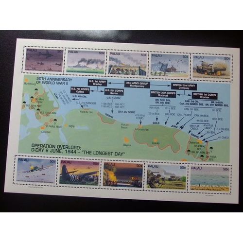 Palau 1994 50 Annniversary Of World War Ii Yvert & Tellier Nº 636 / 645 ** Mnh //123