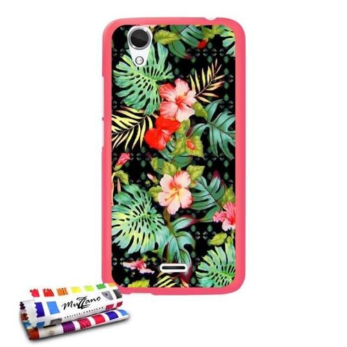 Coque Case Wiko Birdy Hawai Flowers Contour Rose Silicone Rigide (Tpu)