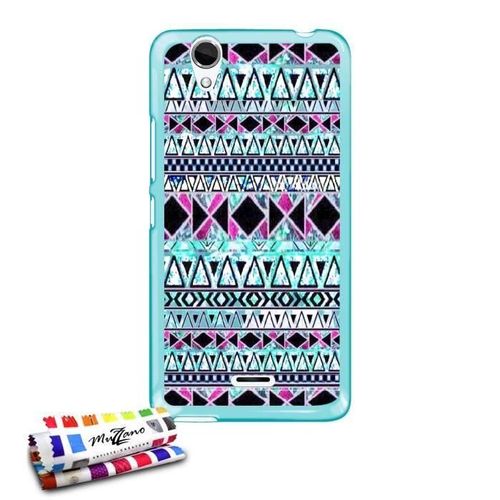 Coque Case Wiko Birdy 4g Azteque Fonce Contour Bleu Silicone Souple (Tpu)