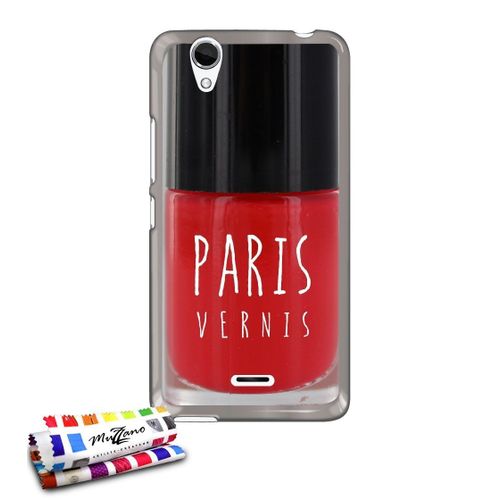 Coque Case Wiko Birdy Paris Vernis Rouge Contour Gris Silicone Souple (Tpu)