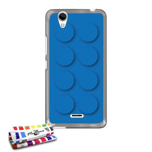 Coque Case Wiko Birdy Briques Bleues Contour Gris Silicone Souple (Tpu)
