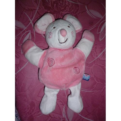 Doudou Marionnette Souris Rose Sucre D'Orge