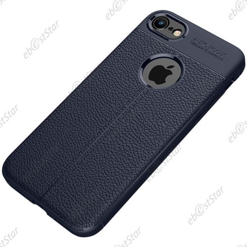 Ebeststar - Coque Iphone 7 (2016), Iphone 8 (2017) 4,7" Etui Tpu Souple Anti-Choc Motif Cuir Anti-Dérapante, Bleu Foncé [Dimensions Precises Smartphone : 138.3/138.4 X 67.1/67.3 X 7.1/7.3 Mm, Écran 4.7''][Note Importante Lire Description]