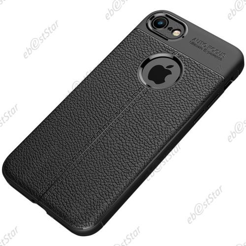 Ebeststar - Coque Iphone 7 (2016), Iphone 8 (2017) 4,7" Etui Tpu Souple Anti-Choc Motif Cuir Anti-Dérapante, Noir [Dimensions Precises Smartphone : 138.3/138.4 X 67.1/67.3 X 7.1/7.3 Mm, Écran 4.7''][Note Importante Lire Description]