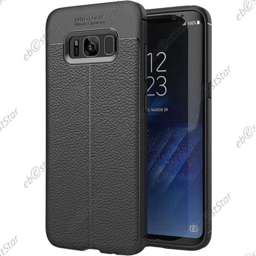 Ebeststar - Coque Samsung Galaxy S8 Etui Tpu Souple Anti-Choc Motif Cuir Anti-Dérapante, Noir [Dimensions Precises Smartphone : 148.9 X 68.1 X 8 Mm, Écran 5.8'']