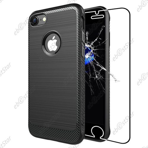 Ebeststar - Coque Iphone 7 (2016), Iphone 8 (2017) 4,7" Housse Tpu Carbone, Noir [Dimensions Precises Smartphone : 138.3/138.4 X 67.1/67.3 X 7.1/7.3 Mm, Écran 4.7''][Note Importante Lire Description]