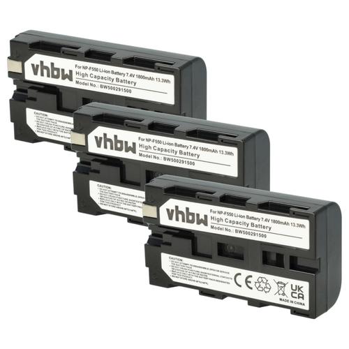 vhbw 3x Batterie compatible avec Sony DSR-300, GV-A500, DSR-PD100A, DSC-D770, DSR-200, DSC-D700 caméra vidéo caméscope (1800mAh, 7,2V, Li-ion)