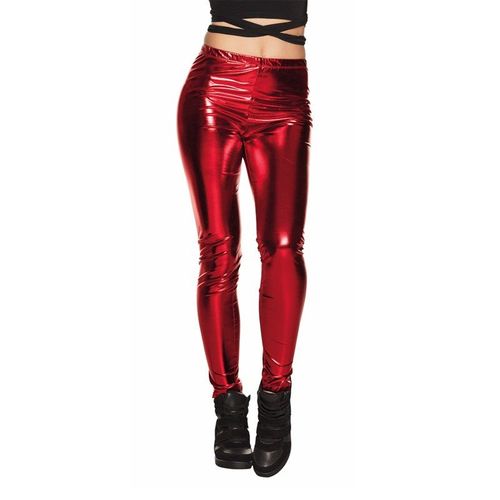 Legging Métallisé Rouge Adulte Taille Unique