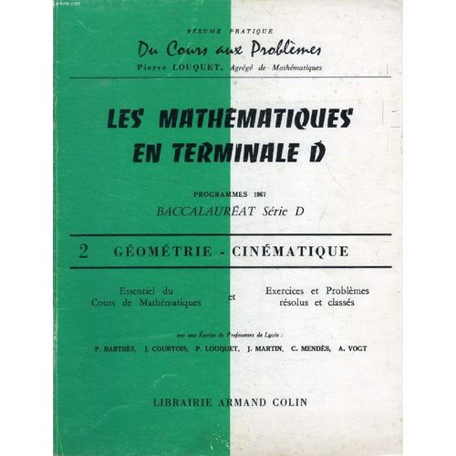 Les Mathematiques En Terminale D, 2. Geometrie, Cinematique
