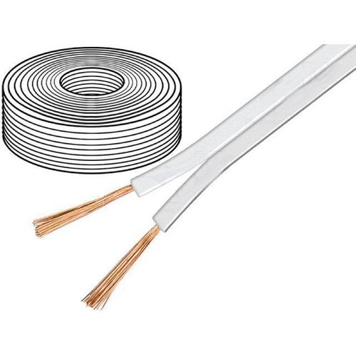 50m de Cable de haut parleurs 2x1.5mm2 - OFC - Blanc