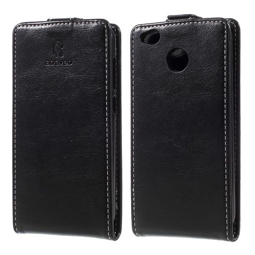 Psvl-Europa - Etui En Pu Bogved Crazy Horse Flip Vertical Portecarte Magnétique Noir Pour Votre Xiaomi Redmi 4x