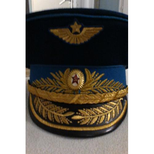Képi De L'aviation Socviétique Bandeau Bleu Double Palmes Colonel Héros De L'urss