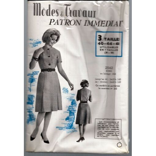 Patron De Robe MODES ET TRAVAUX N°1753 - Tailles 40, 44, 48 - Patron Non Découpé Vintage