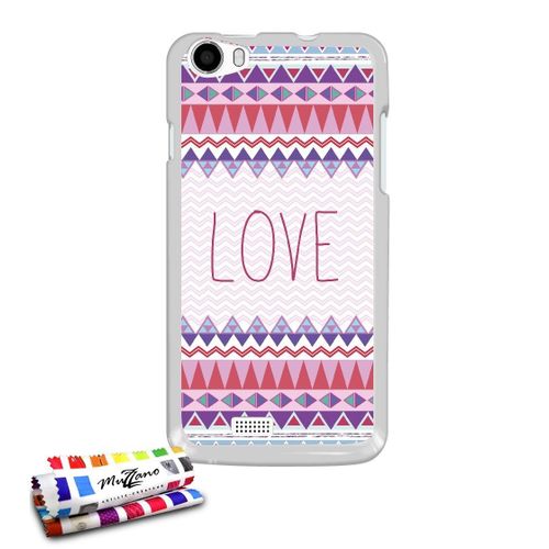 Coque Case Wiko Lenny Love Azteque Contour Transparent Silicone Souple (Tpu)