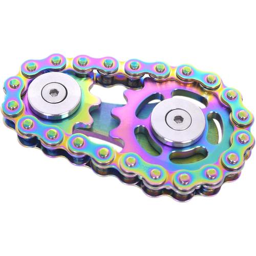 Fidget Spinner, Chaîne De Vélo De Liaison Spinner Design 2 Gears Figity Spin Finger Games, Mécanique Durable En Acier Inoxydable Métallique, Roulements Lisses, Jouets Premium - Tout En Couleur