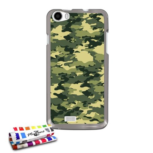 Coque Case Wiko Lenny Camouflage Vert Contour Gris Silicone Souple (Tpu)