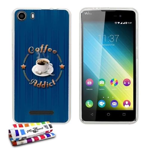 Coque Case Wiko Lenny 2 Coffee Addict Contour Transparent Silicone Souple (Tpu)