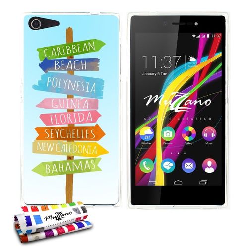 Coque Case Wiko Highway Star 4g Beach Signs Contour Transparent Silicone Souple (Tpu)
