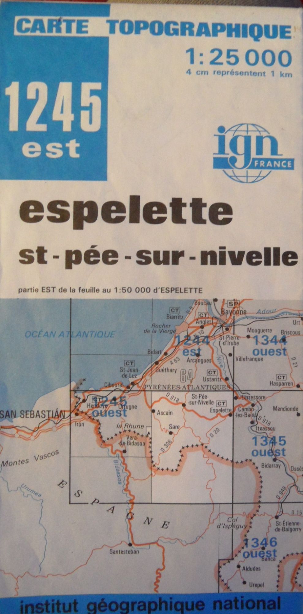 Ign 1245 Est Espelette St-Pée-Sur-Nivelle - Série Bleue 1:25.000 1981