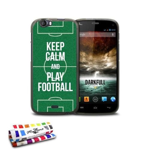Coque Case Wiko Darkfull Keep Calm And Play Football Contour Gris Silicone Souple (Tpu)