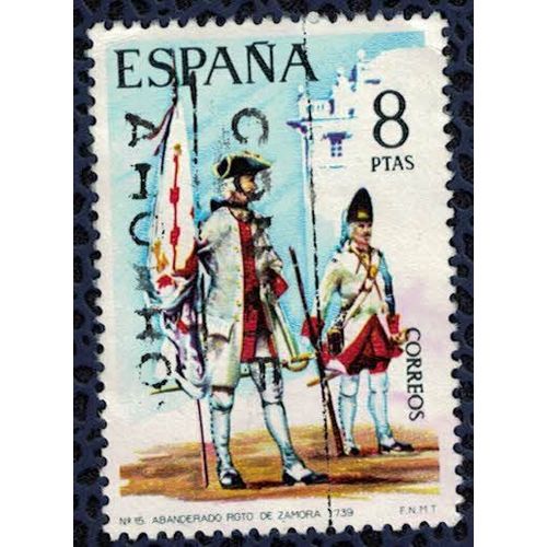 Espagne 1974 Oblitéré Used Uniformes Militaires Drapeau Régiment Zamora Su