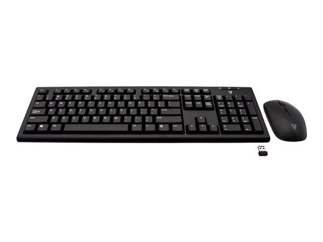 V7 CKW200US-E - Ensemble clavier et souris - sans fil - 2.4 GHz - US - noir