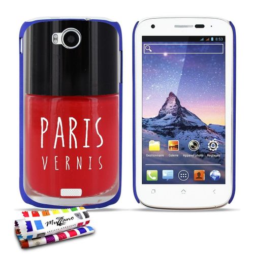 Coque Case Wiko Cink Peax Paris Vernis Rouge Contour Bleu Silicone Rigide (Tpu)