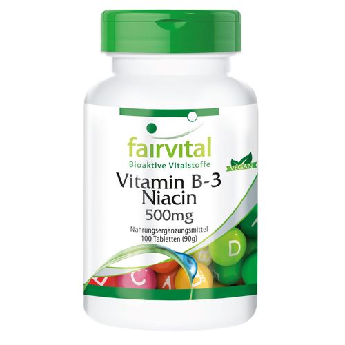 Vitamine B-3 Niacine 500mg - 100 Comprimés - Fairvital 
